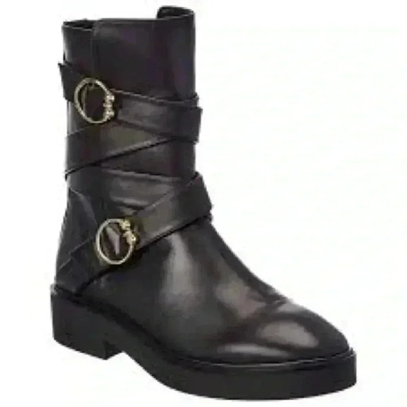 New! Stuart Weitzman Luxering Belted Leather Bootie Black Size‎ - Picture 1 of 10